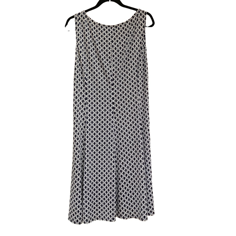Perceptions NY blue and white print sleeveless women’s fit and flare dress, XL